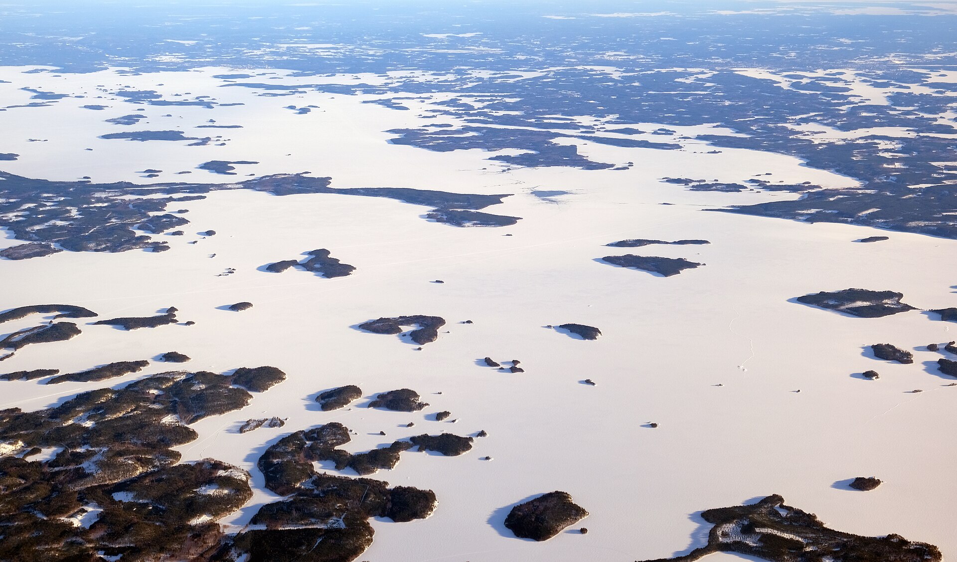 Lake Saimaa from the air — Finland’s inland sea of islands and forest.