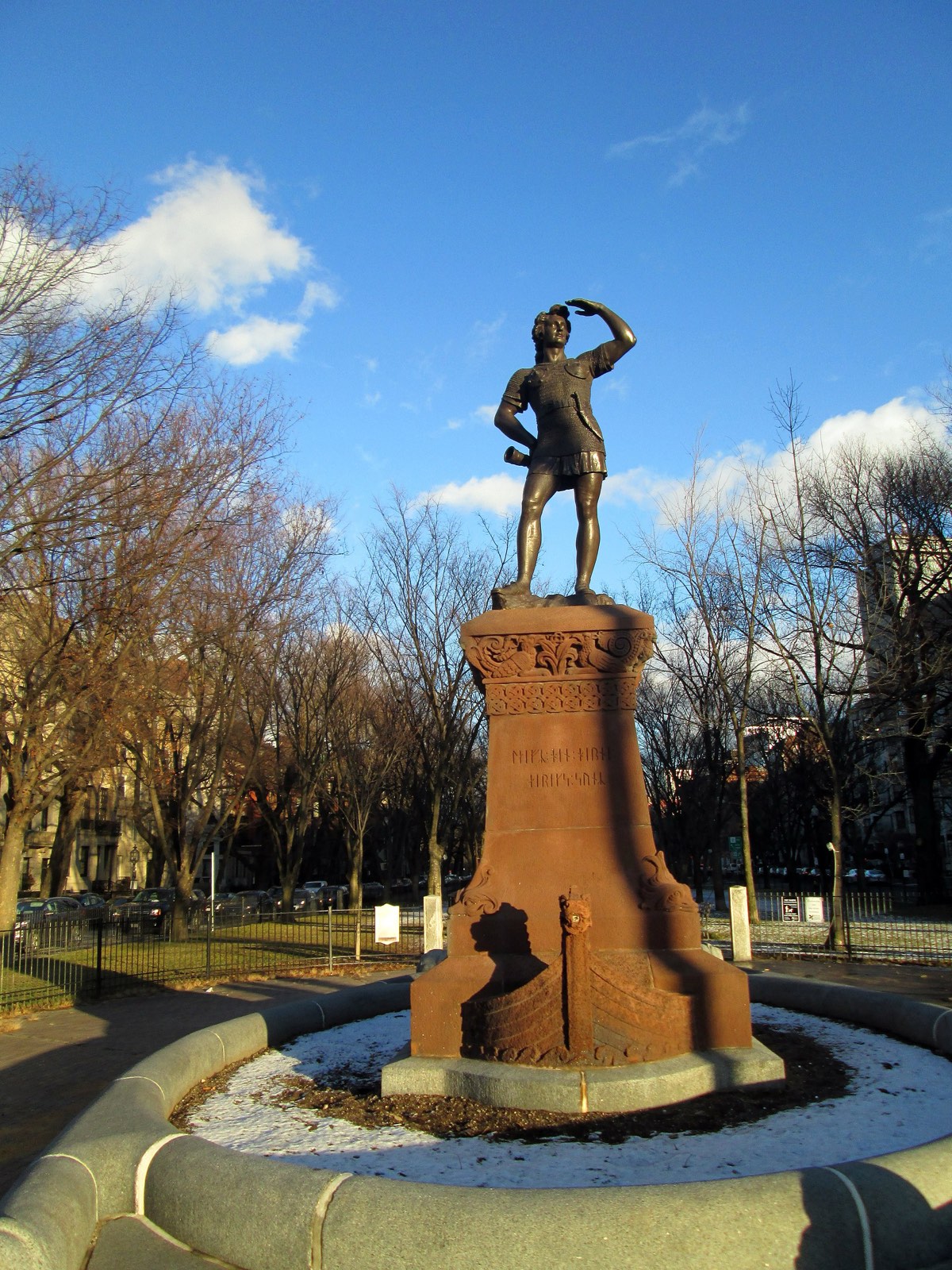 Statue of Leif Erikson in Boston — the Icelander who reached Vinland from Greenland.